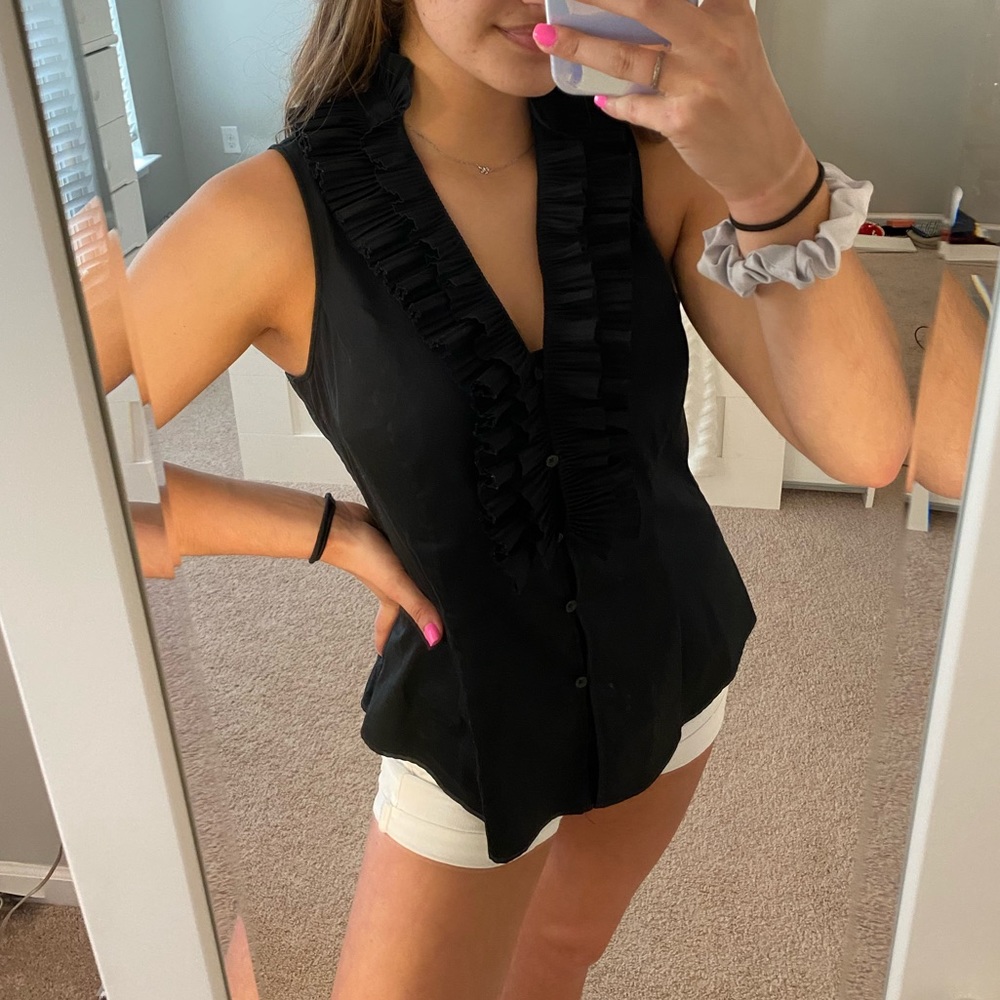 White House Black Market Ruffle Tank/Blouse